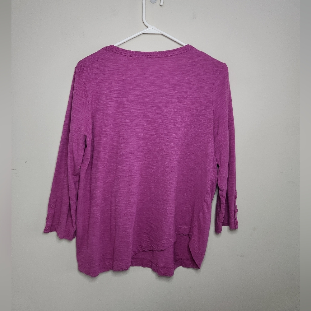 Women's Chico's Purple 3/4 Sleeve Top Sz Medium - Picture 3 of 7